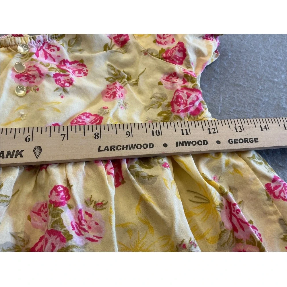 The Childrens Place Vintage Floral Babydoll Dress Yellow Pink Rose 3T Cottage - Picture 9 of 11